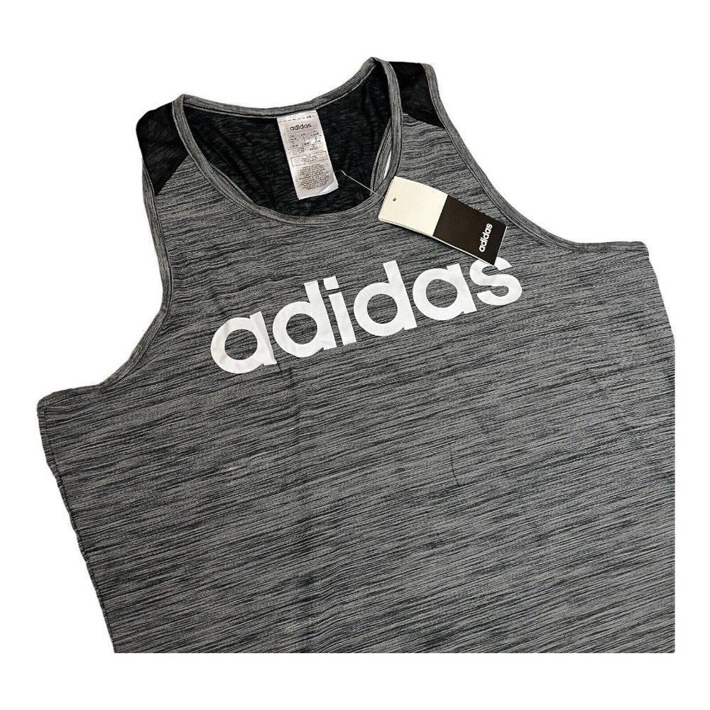 adidas Racerback Mesh Tank Top Chest Logo Workout Gym Performance Tee
